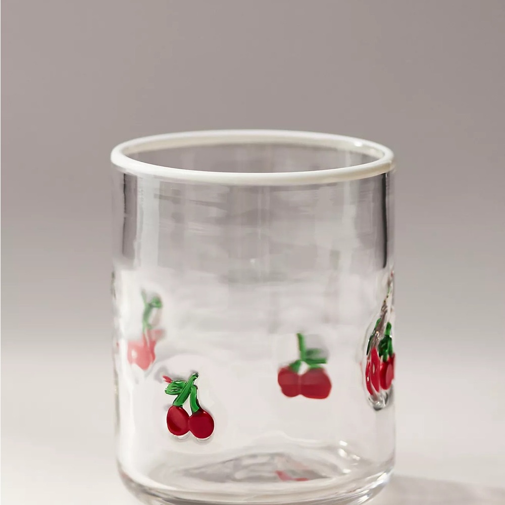 Anthropologie Cherry icon juice glass